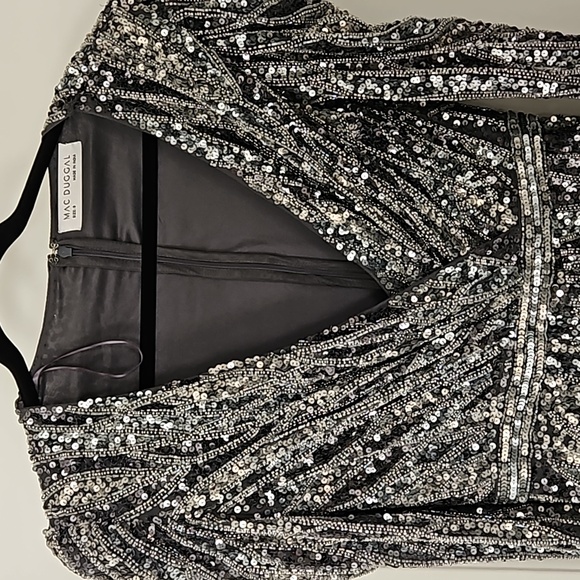 Mac DuggalEmbellished Faux Wrap Midi-Dress - Picture 5 of 5